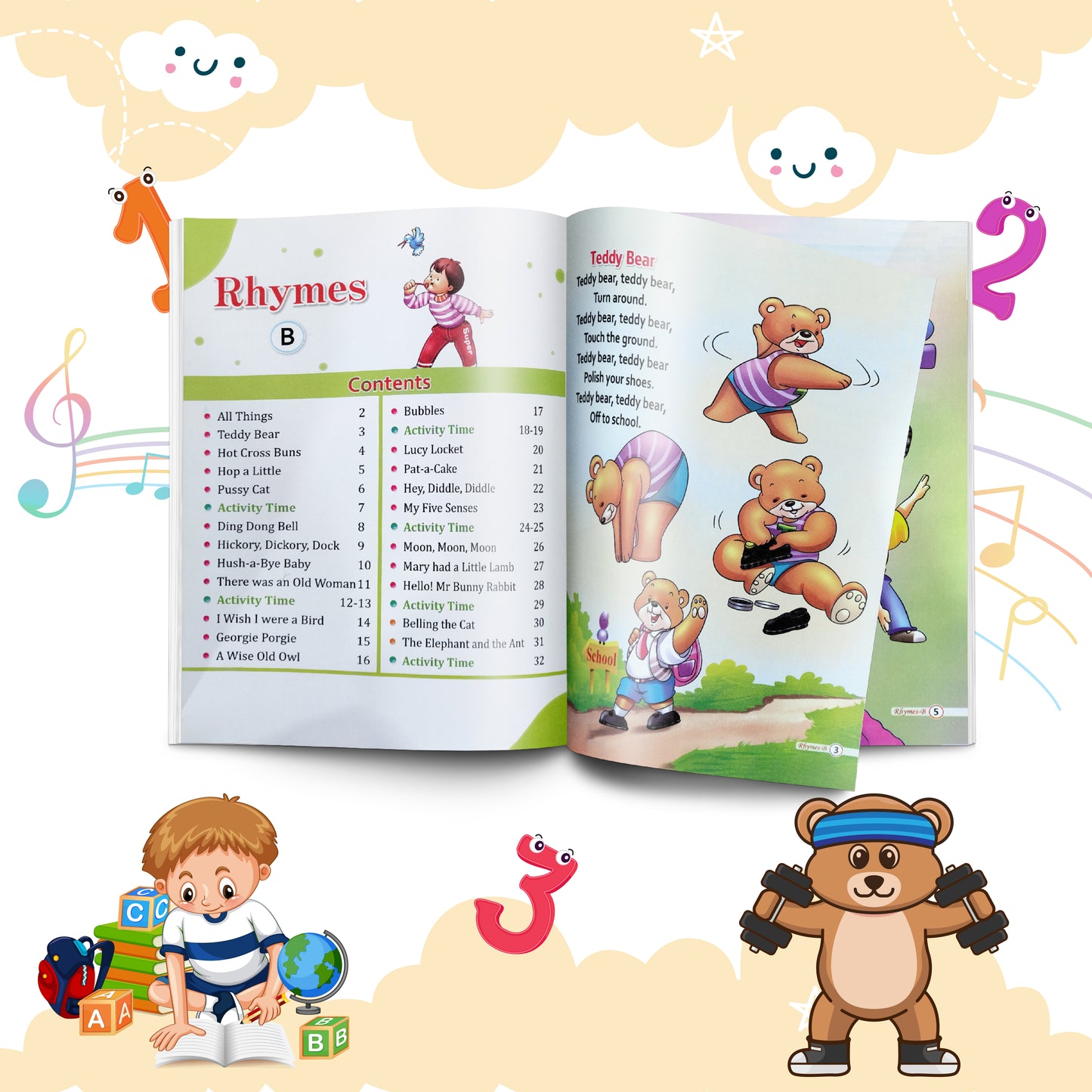 Rhymes, Junior Artist, Picture Dictionary Book for Class Ukg, Set of 3 Books, Age 5 to 7 years